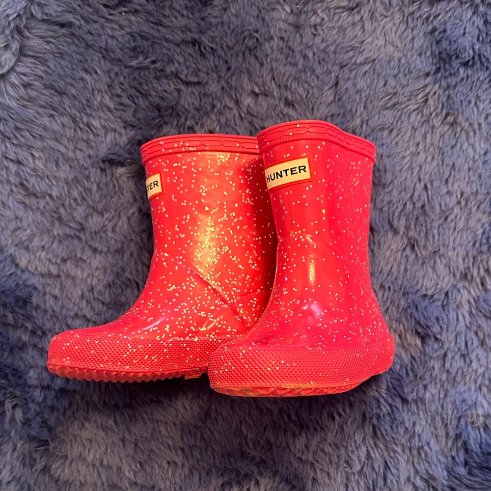 Hunter Toddler Sparkly Pink Rain Boots